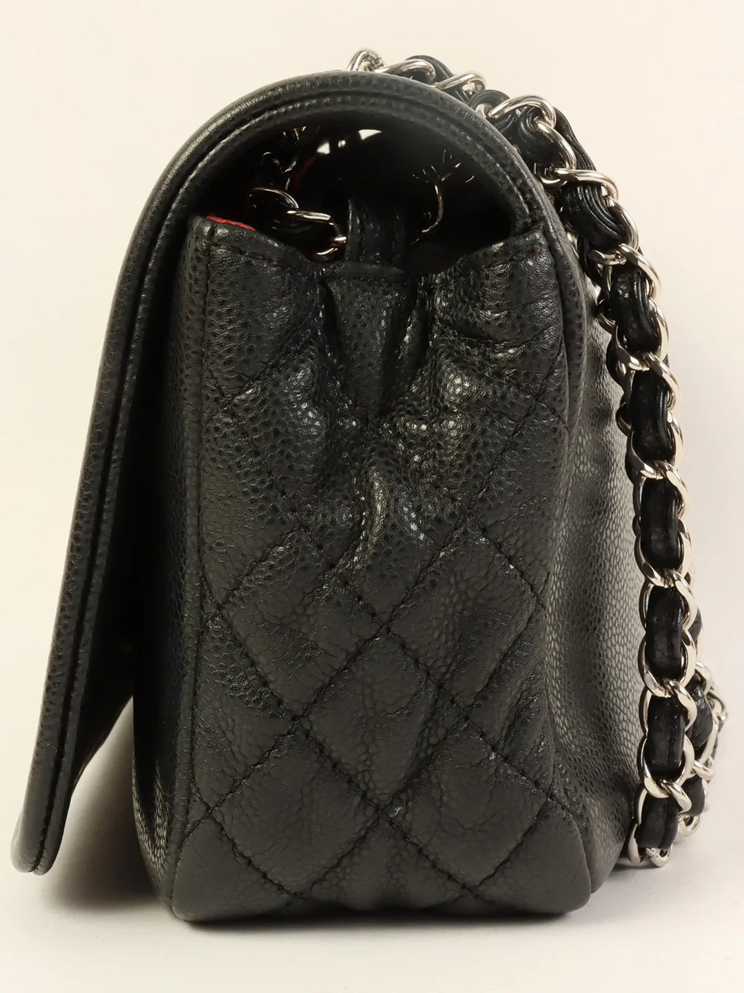 Chanel Around 2009 Made Caviar Skin Cc Mark Stitch Chain Bag Black