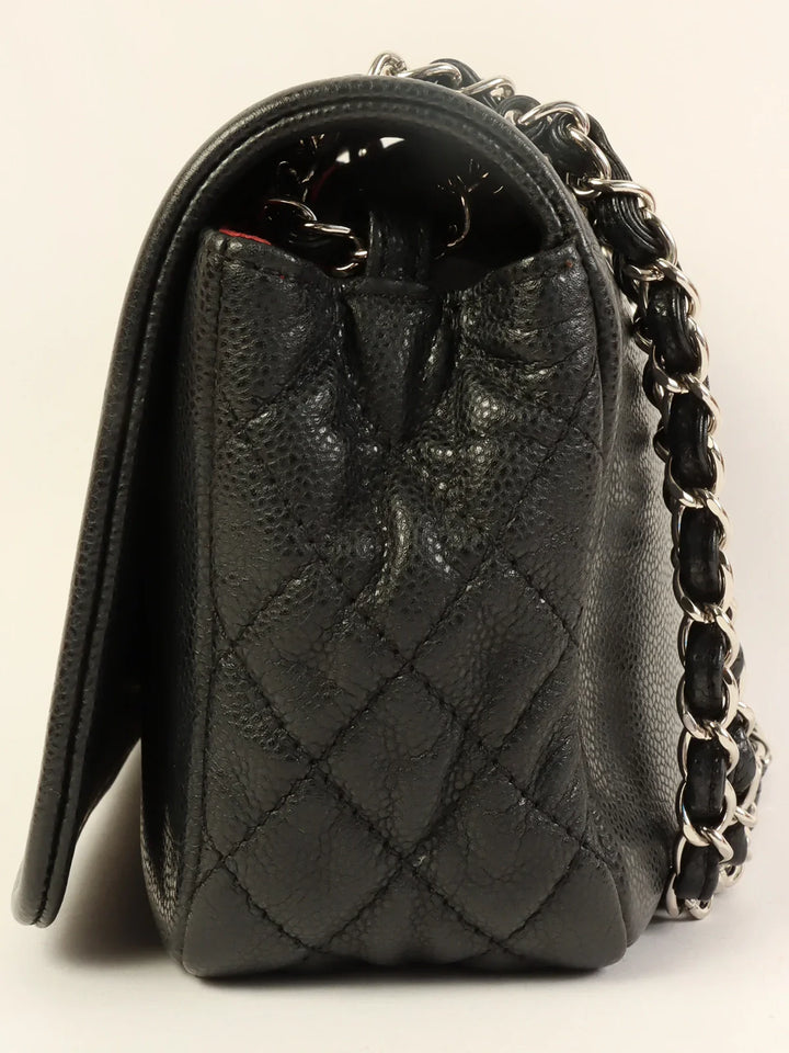 Chanel Around 2009 Made Caviar Skin Cc Mark Stitch Chain Bag Black