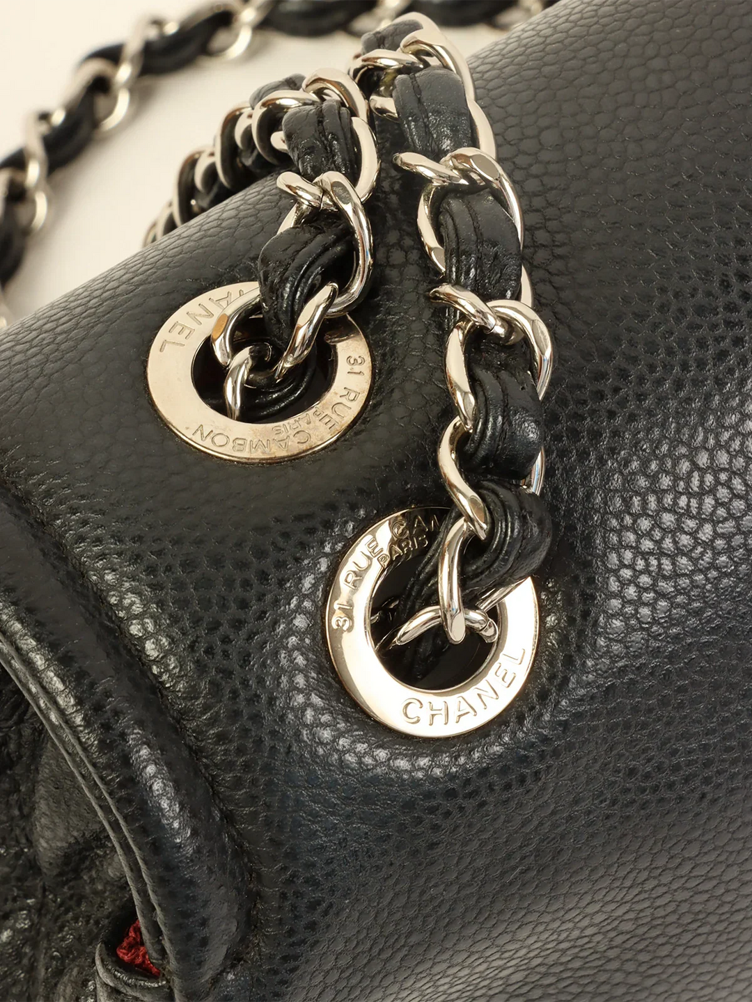 Chanel Around 2009 Made Caviar Skin Cc Mark Stitch Chain Bag Black