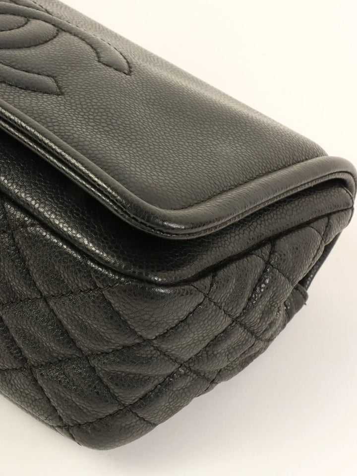 Chanel Around 2009 Made Caviar Skin Cc Mark Stitch Chain Bag Black