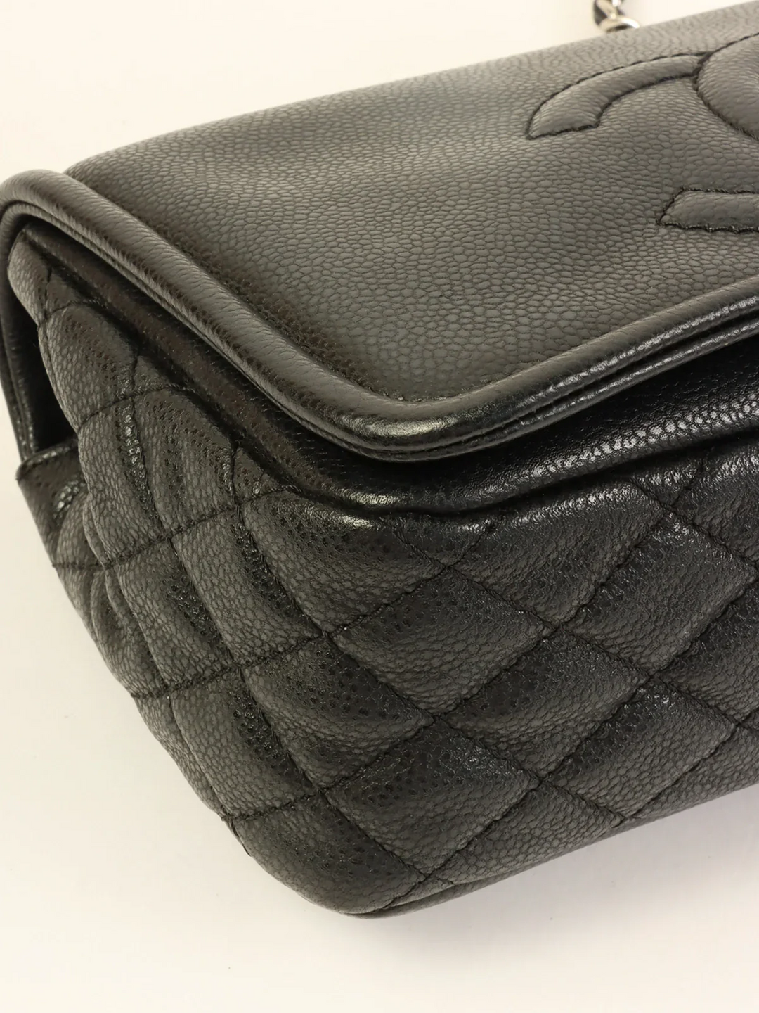 Chanel Around 2009 Made Caviar Skin Cc Mark Stitch Chain Bag Black