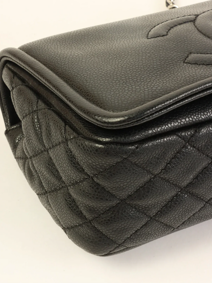 Chanel Around 2009 Made Caviar Skin Cc Mark Stitch Chain Bag Black