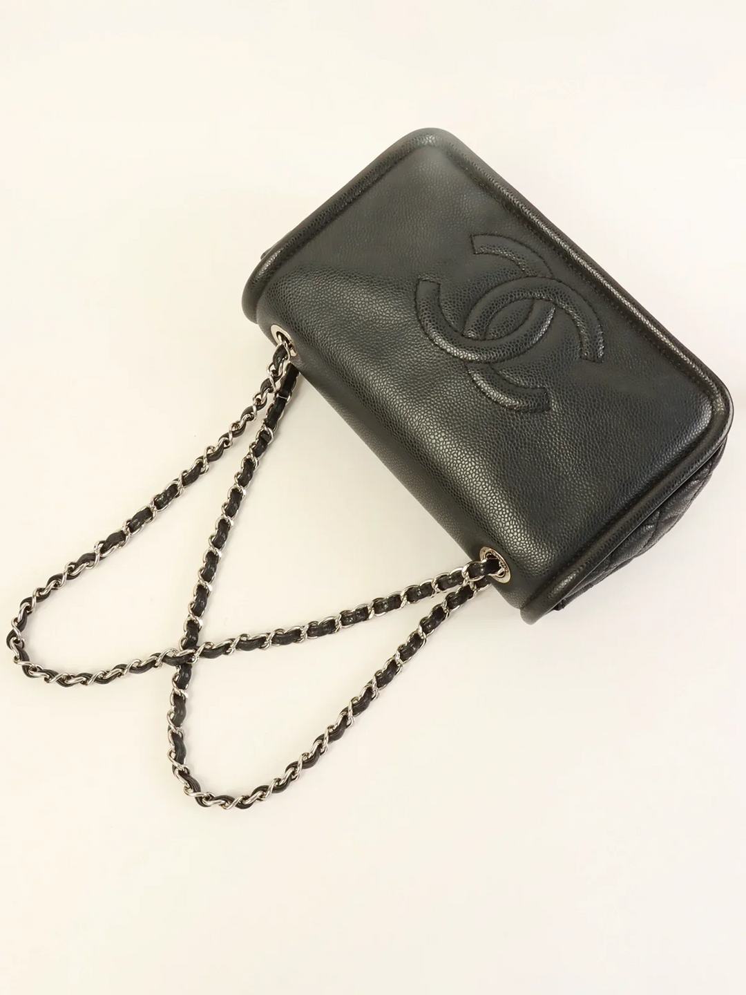 Chanel Around 2009 Made Caviar Skin Cc Mark Stitch Chain Bag Black