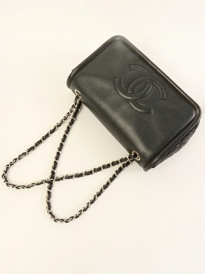 Chanel Around 2009 Made Caviar Skin Cc Mark Stitch Chain Bag Black