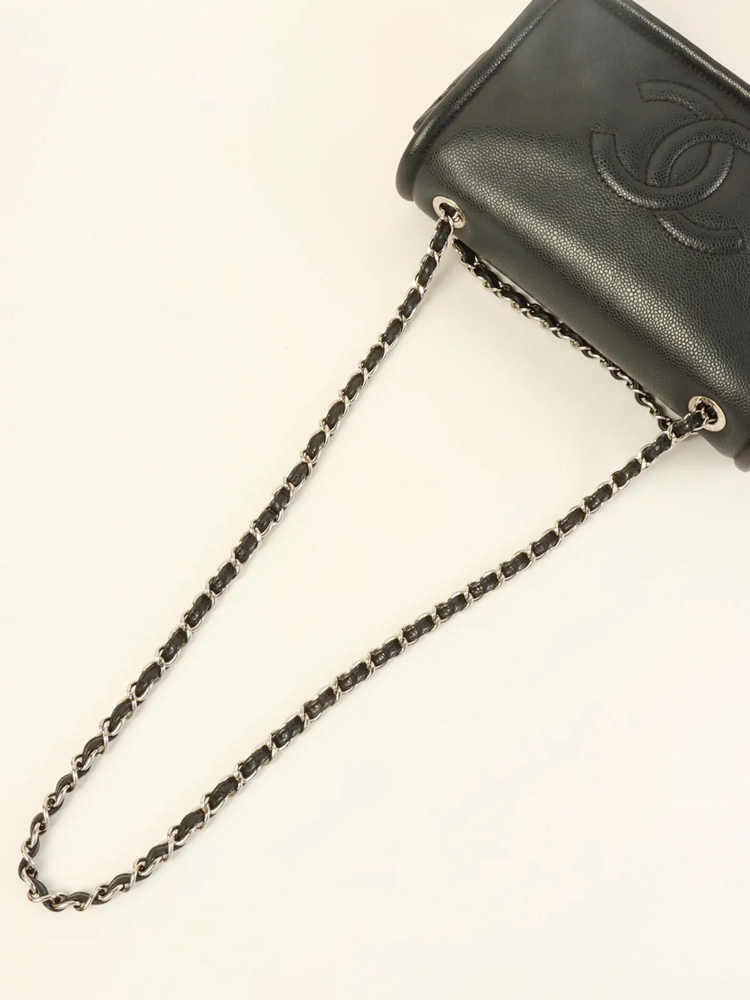 Chanel Around 2009 Made Caviar Skin Cc Mark Stitch Chain Bag Black