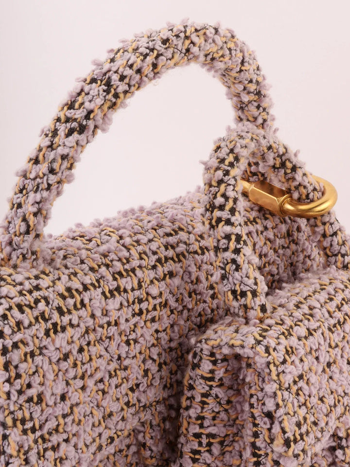 Chanel Around 1992 Tweed Classic New Pair Top Handle Bag Purple/Multi