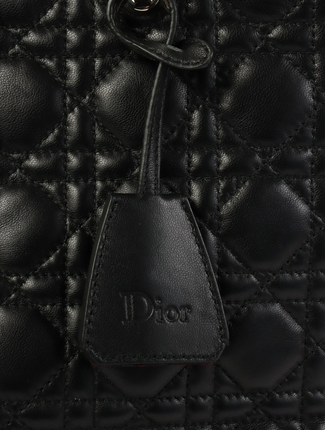 Top quality Dior Cannage Stitch Logo Plate Chain Tote Bag Black