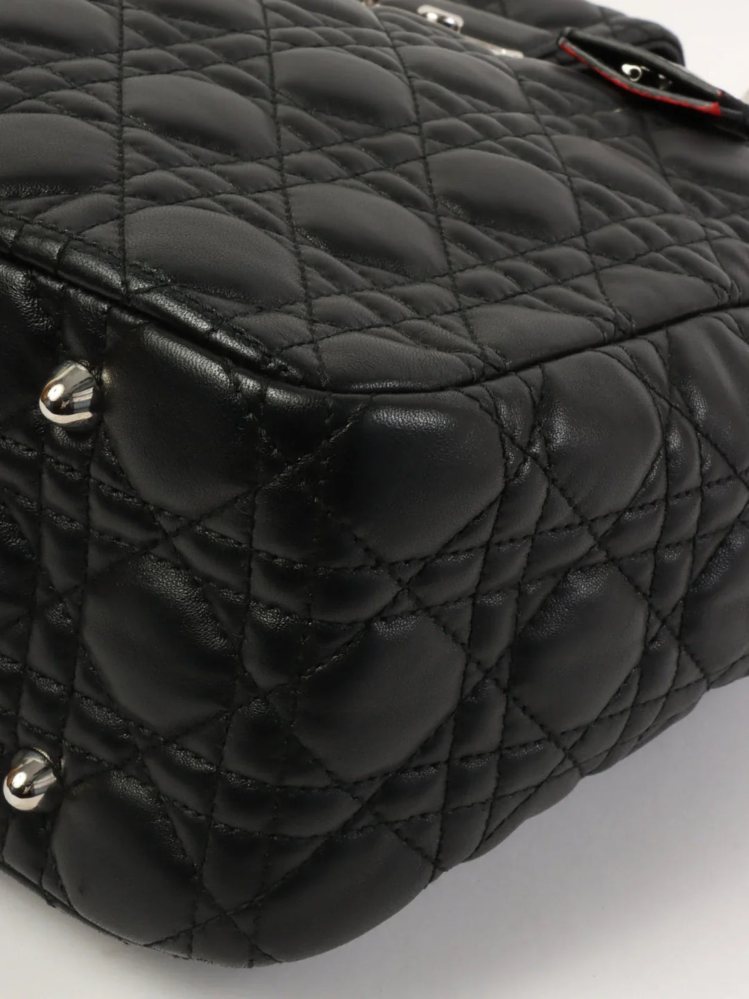 Top quality Dior Cannage Stitch Logo Plate Chain Tote Bag Black