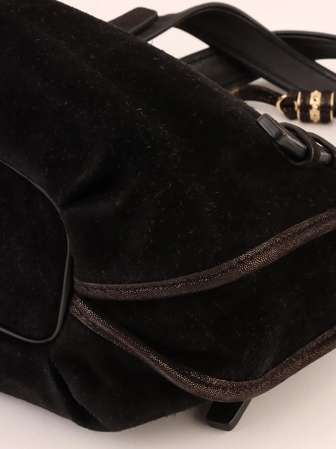 Celine Suede Logo Charm Top Handle Bag Black