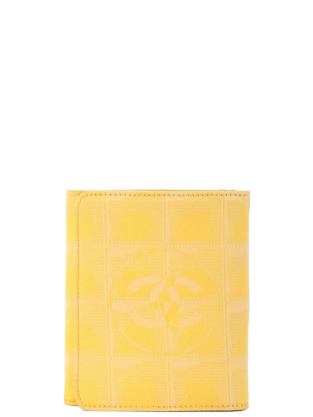 Chanel Aound 2001 Made New Travel Line Nylon Wallet Yellow
