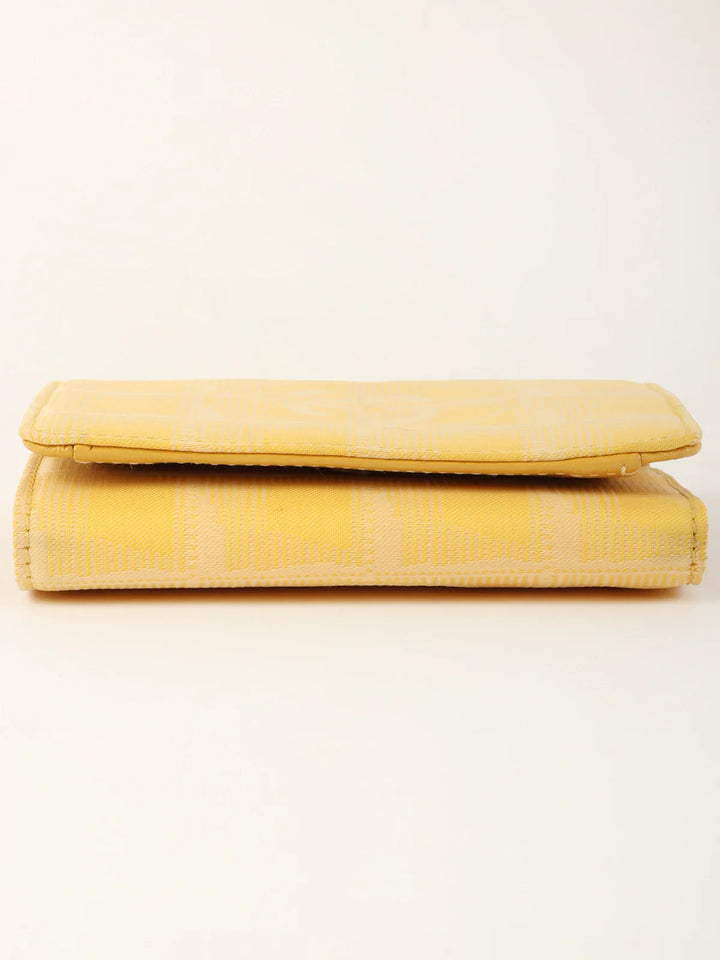 Chanel Aound 2001 Made New Travel Line Nylon Wallet Yellow