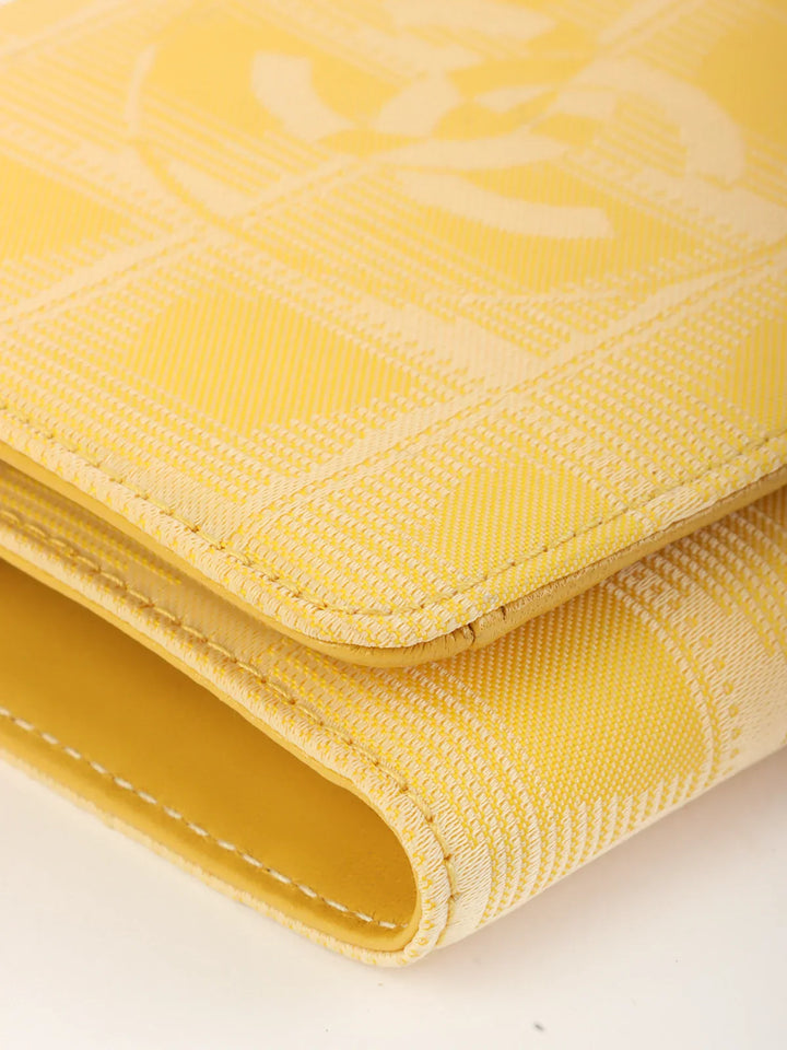 Chanel Aound 2001 Made New Travel Line Nylon Wallet Yellow