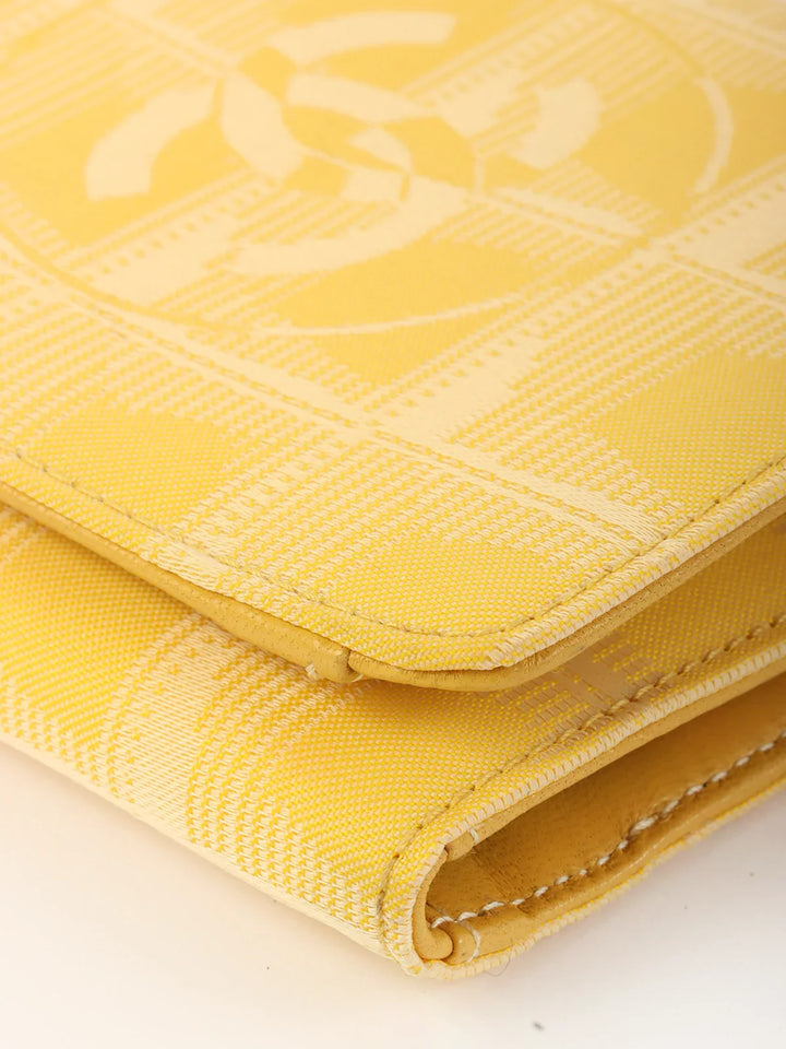 Chanel Aound 2001 Made New Travel Line Nylon Wallet Yellow