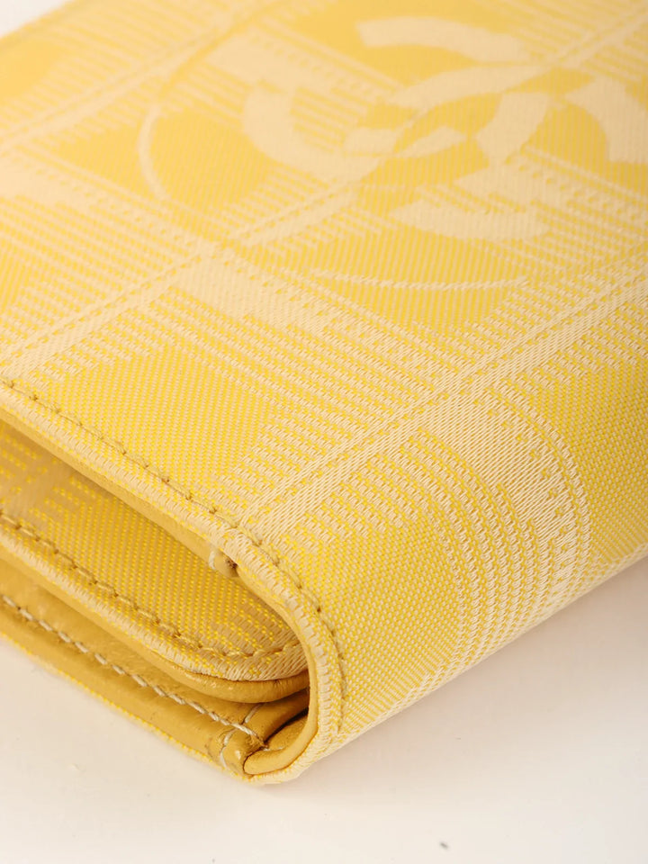 Chanel Aound 2001 Made New Travel Line Nylon Wallet Yellow