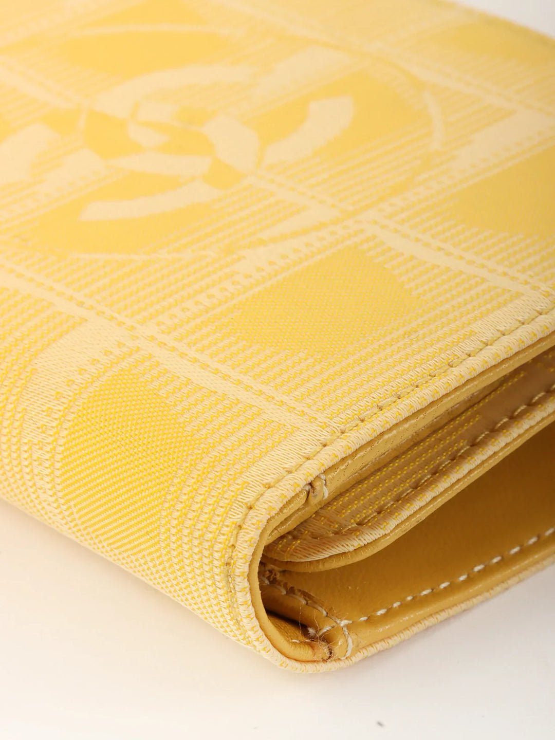 Chanel Aound 2001 Made New Travel Line Nylon Wallet Yellow