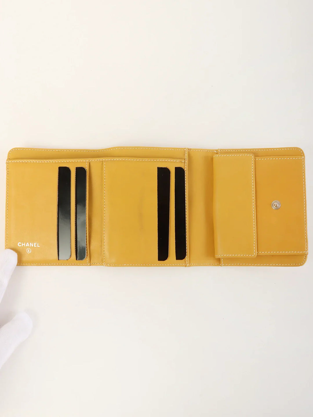 Chanel Aound 2001 Made New Travel Line Nylon Wallet Yellow