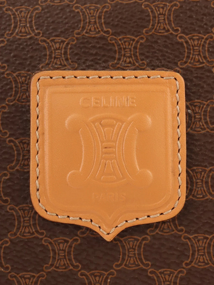 Celine Macadam Pattern Embossed Logo Boston Bag Brown