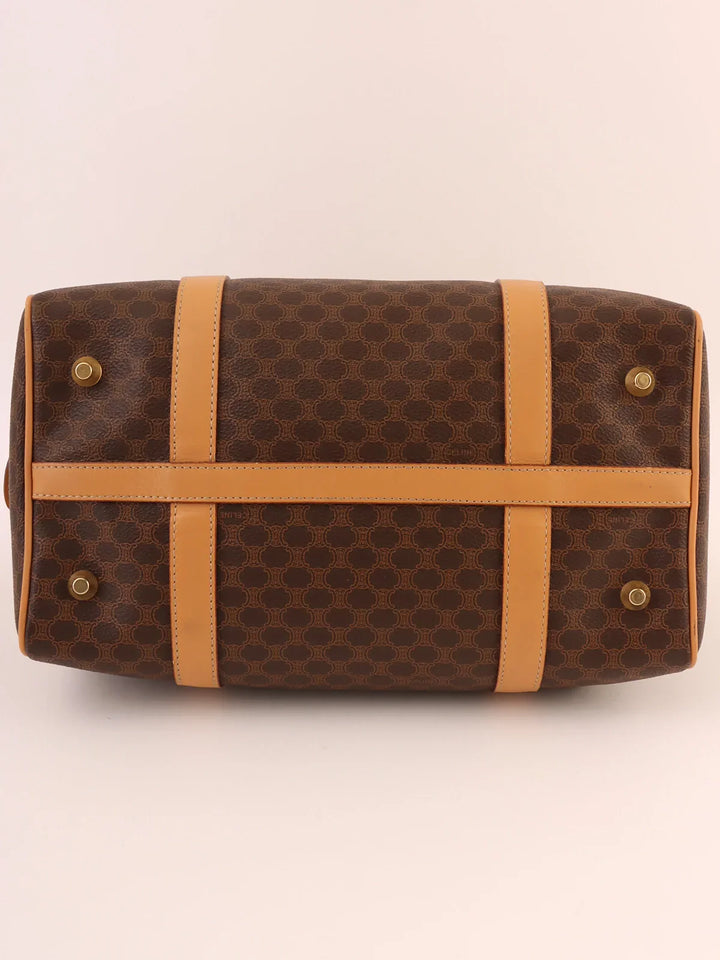 Celine Macadam Pattern Embossed Logo Boston Bag Brown