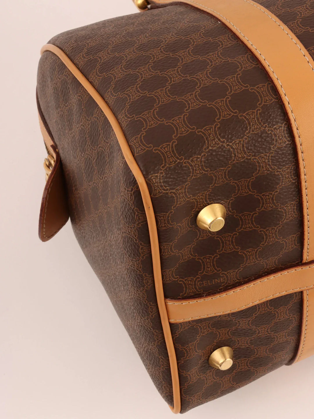 Celine Macadam Pattern Embossed Logo Boston Bag Brown