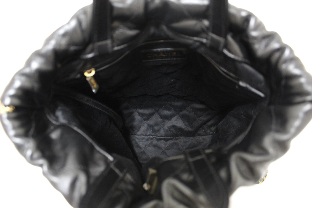 Top Quality Chanel Black Top Quality Chanel 22 Calfskin Leather Drawstring Chain Backpack