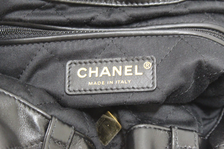 Top Quality Chanel Black Top Quality Chanel 22 Calfskin Leather Drawstring Chain Backpack