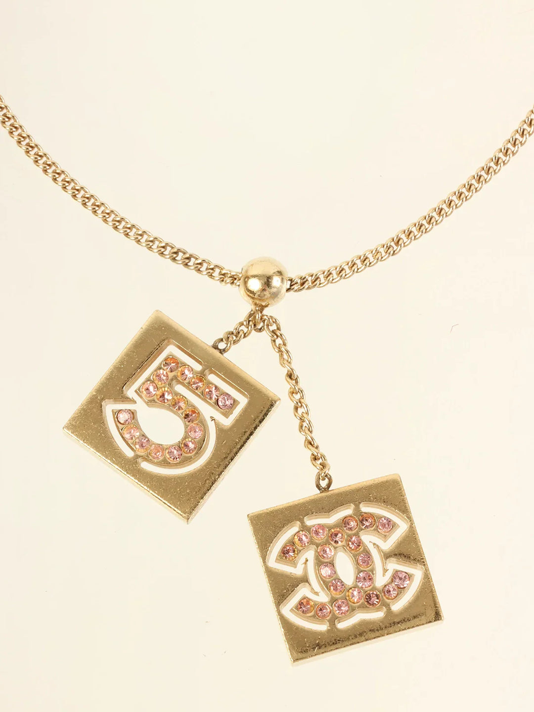 Chanel 2002 Made Rhinestone Square No.5 Cc Mark Bracelet Gold/Pink
