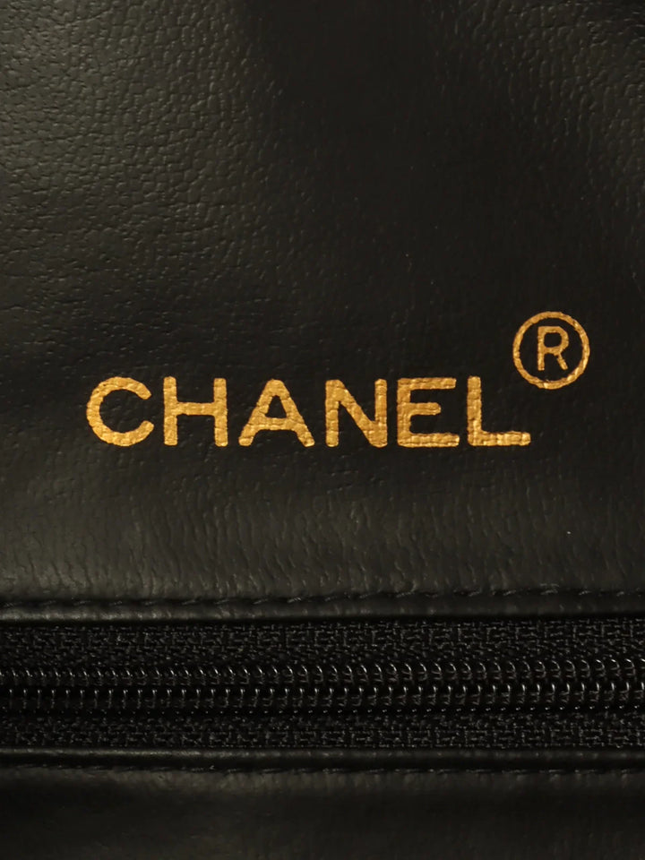 Chanel Around 1995 Made Bicolor Big Logo Stitch Boston Bag White/Black