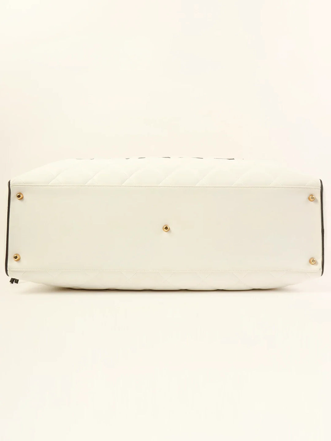 Chanel Around 1995 Made Bicolor Big Logo Stitch Boston Bag White/Black