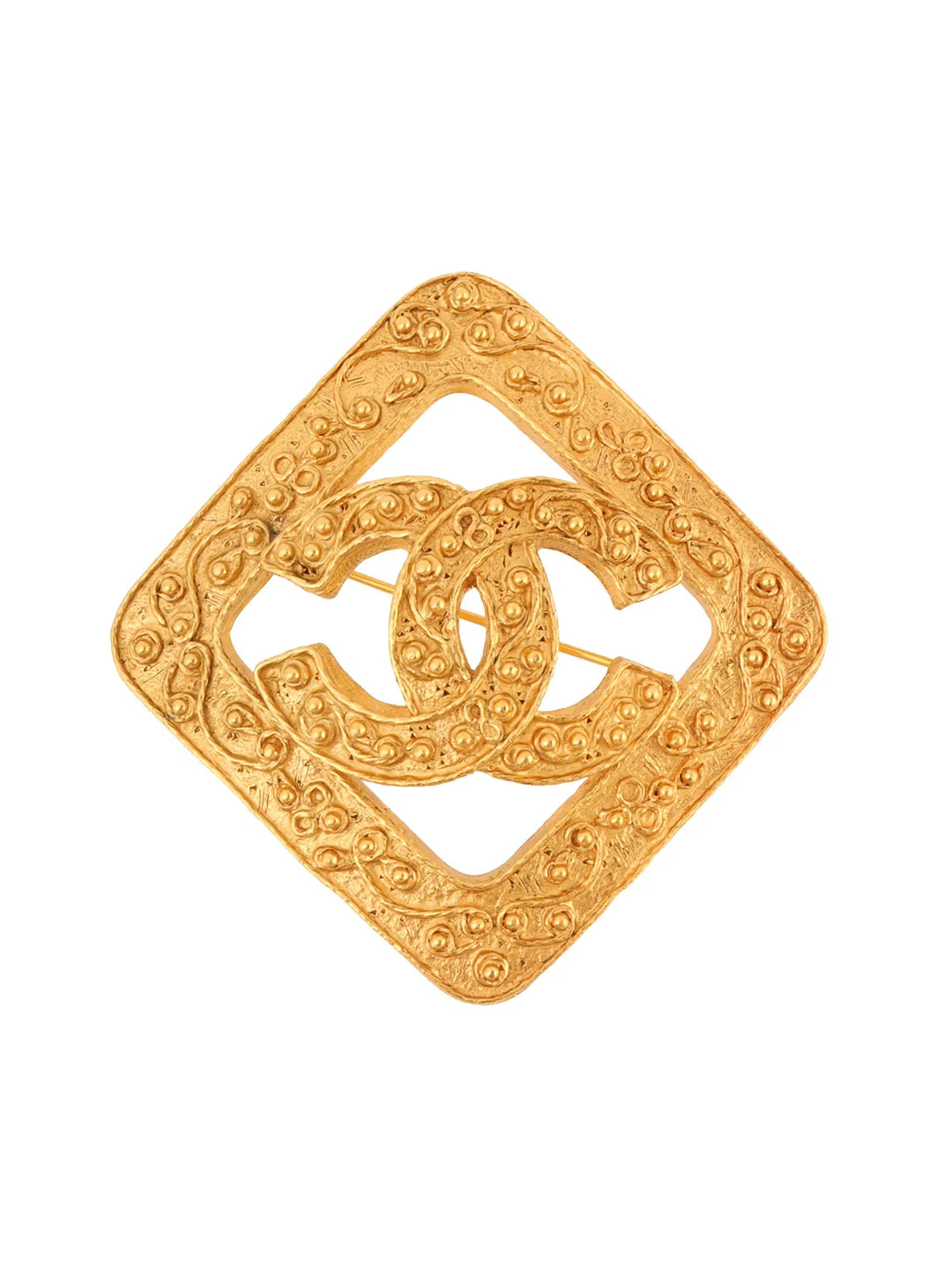 Chanel 1994 Made Diamond Motif Dotted Cc Mark Brooch Gold