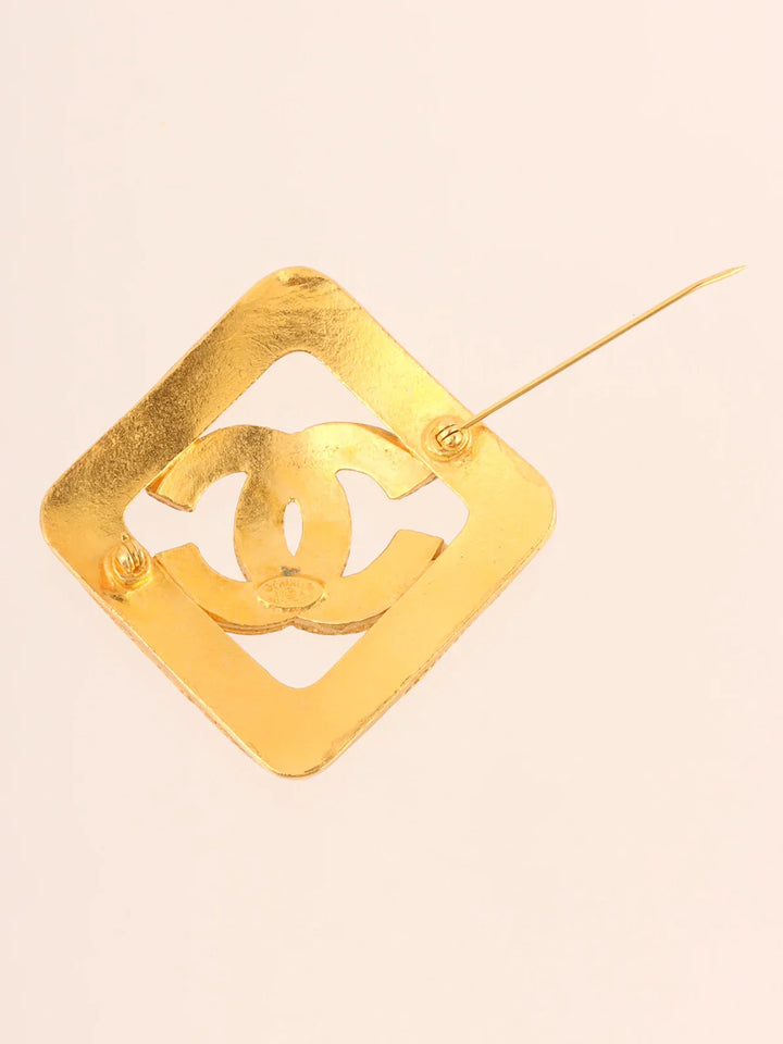 Chanel 1994 Made Diamond Motif Dotted Cc Mark Brooch Gold