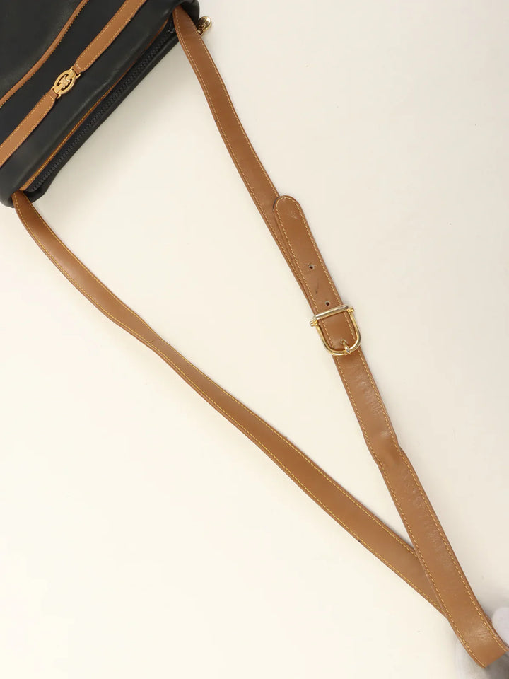 Celine Macadam Plate Shoulder Bag Black/Camel