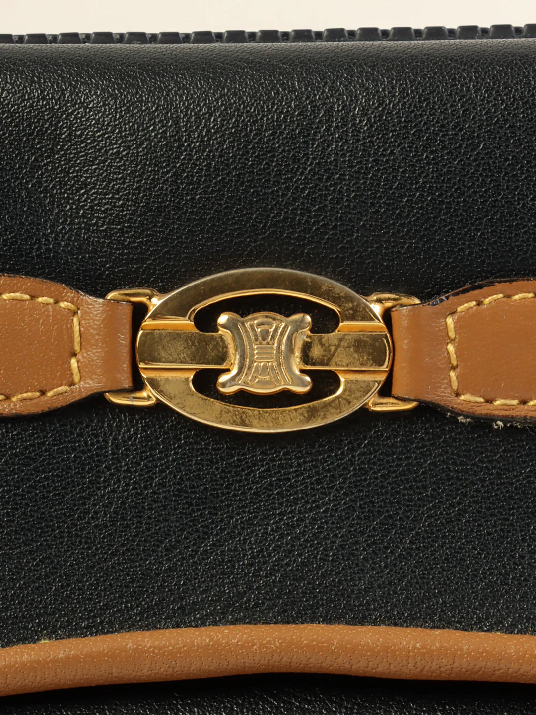 Celine Macadam Plate Shoulder Bag Black/Camel