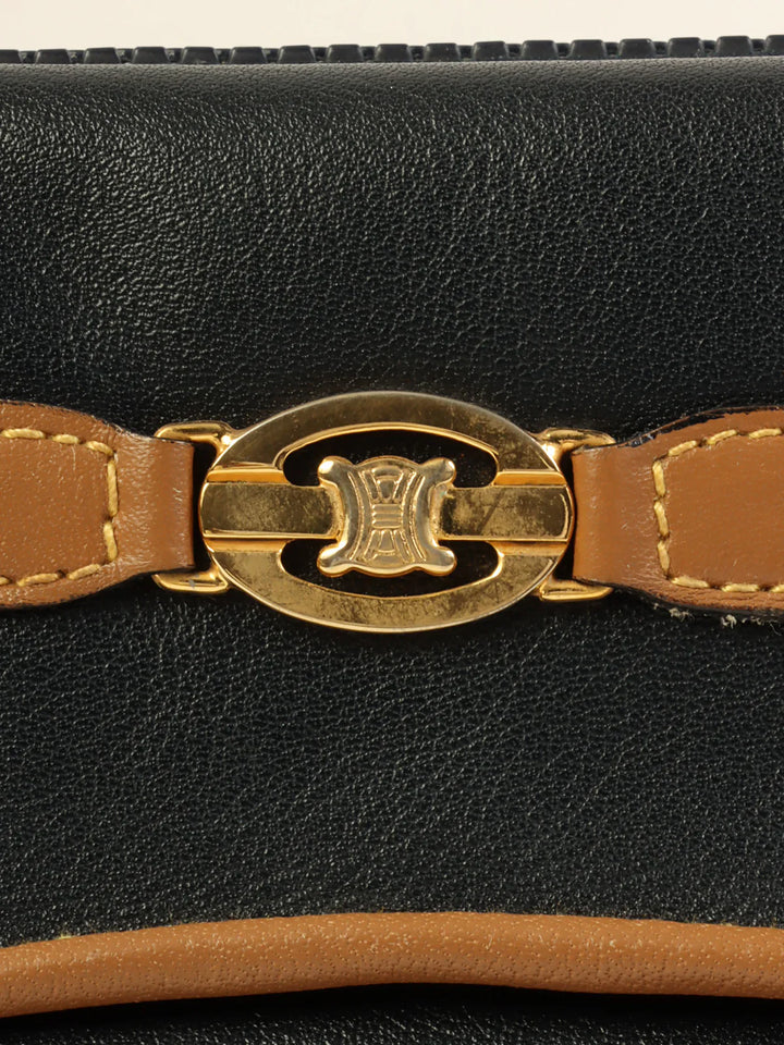 Celine Macadam Plate Shoulder Bag Black/Camel