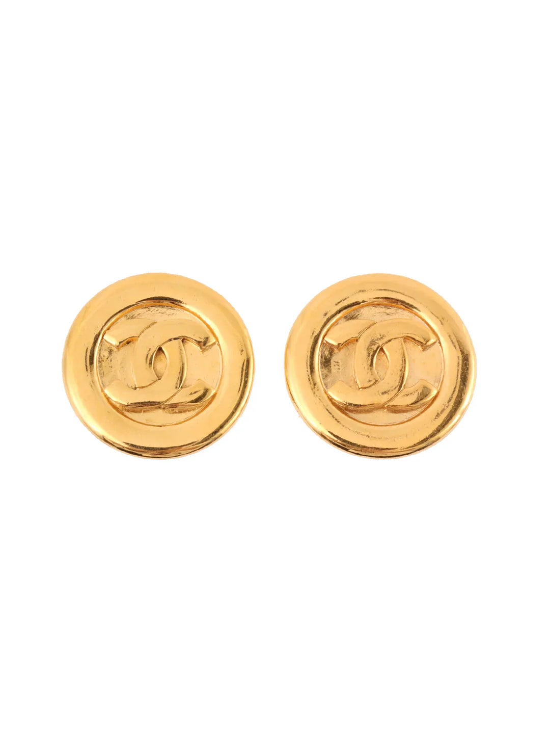 Chanel Round Cc Mark Earrings Gold