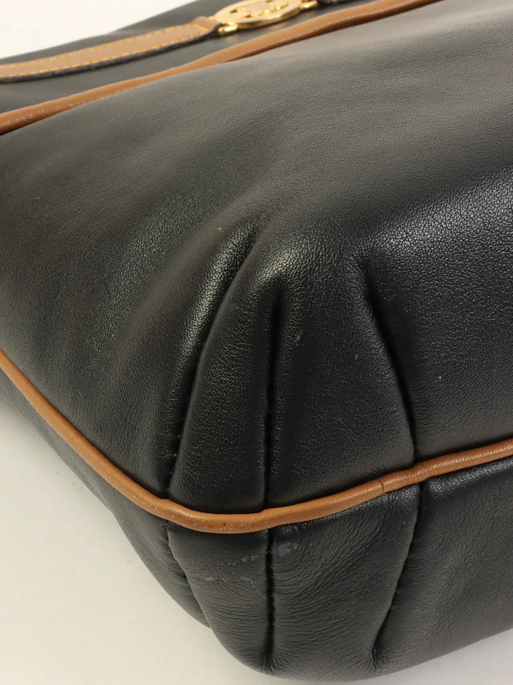Celine Macadam Plate Shoulder Bag Black/Camel