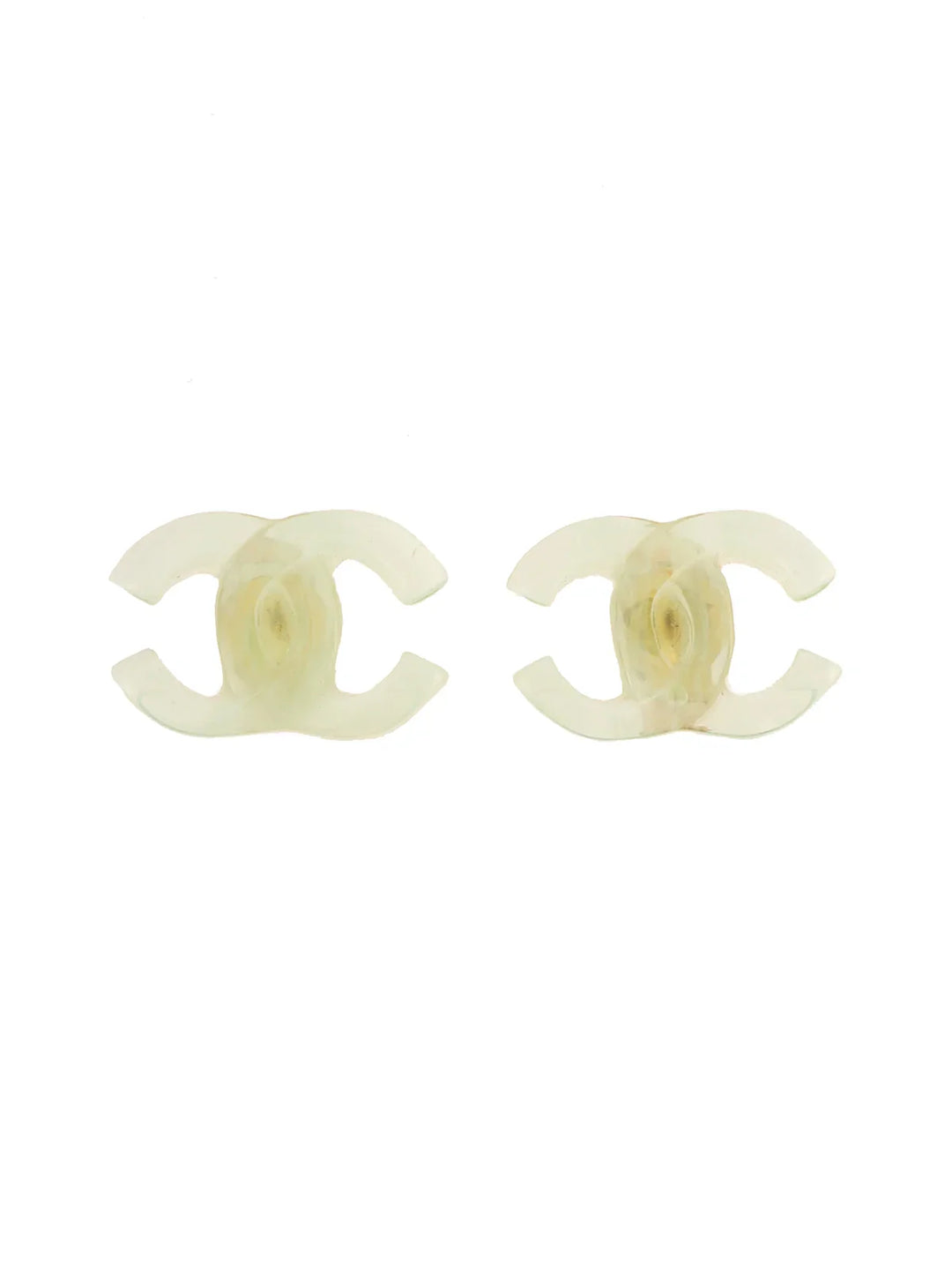 Chanel 2001 Made Cc Mark Earrings Mint Green