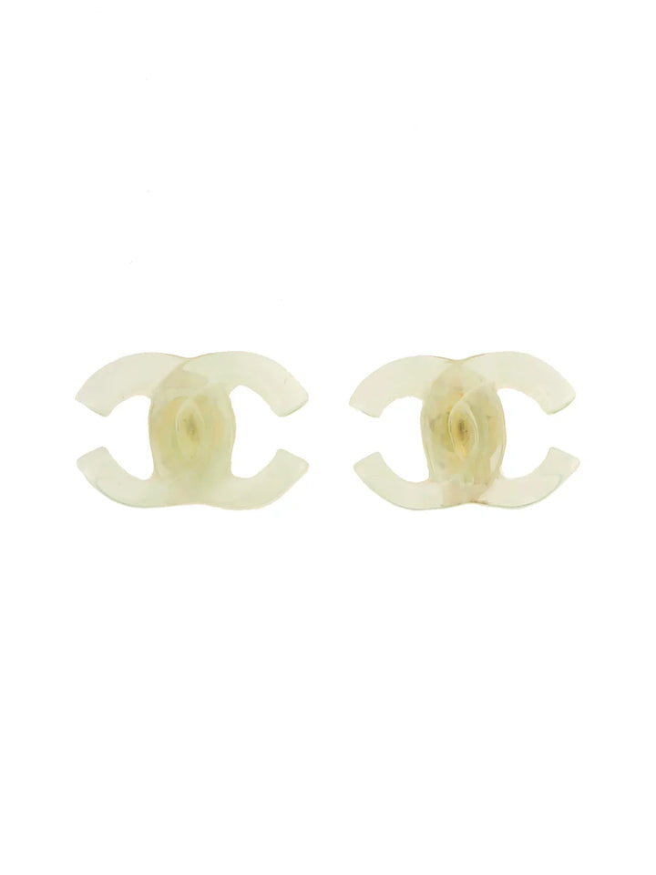Chanel 2001 Made Cc Mark Earrings Mint Green