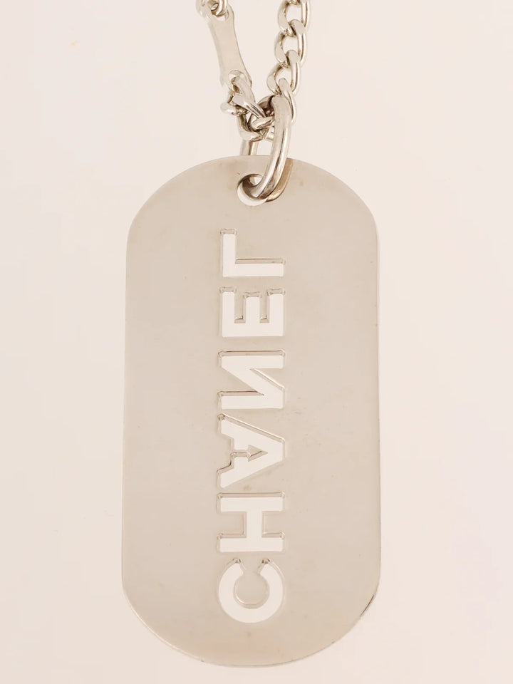 Chanel 2007 Made Logo Plate Charm Silver