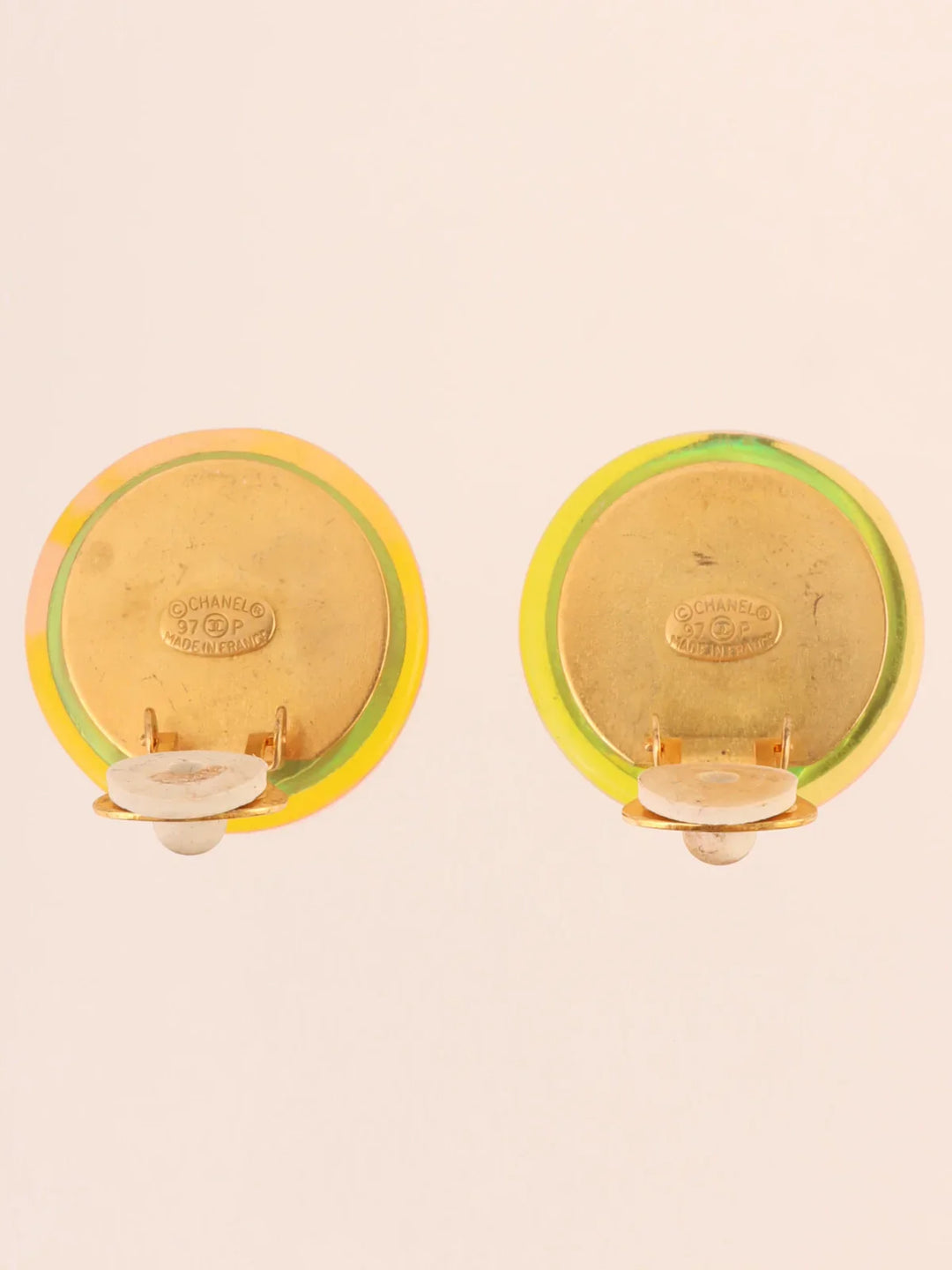 Chanel 1997 Made Round Motif Aurora Earrings Multi