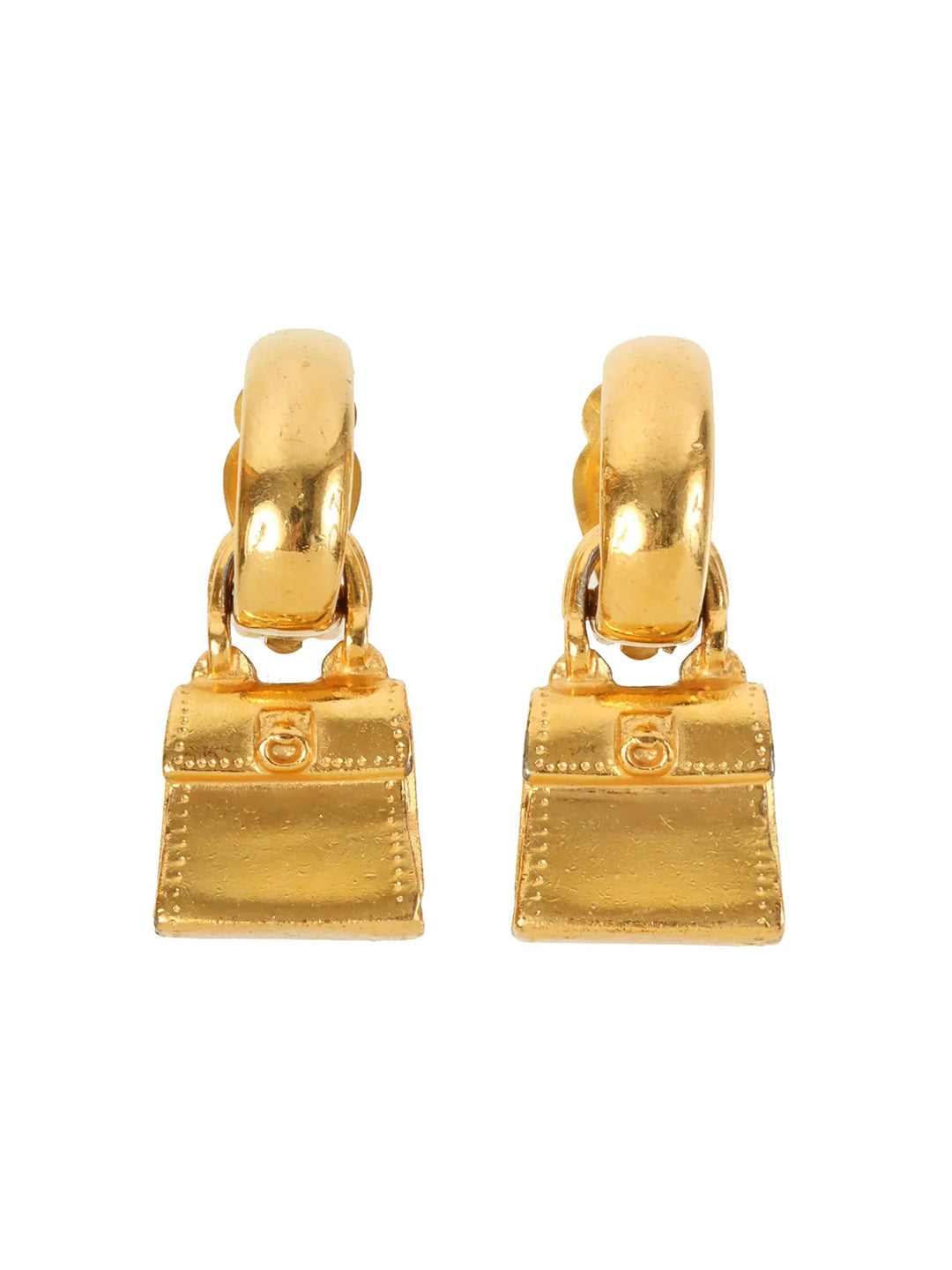 Celine Bag Motif Swing Earrings Gold