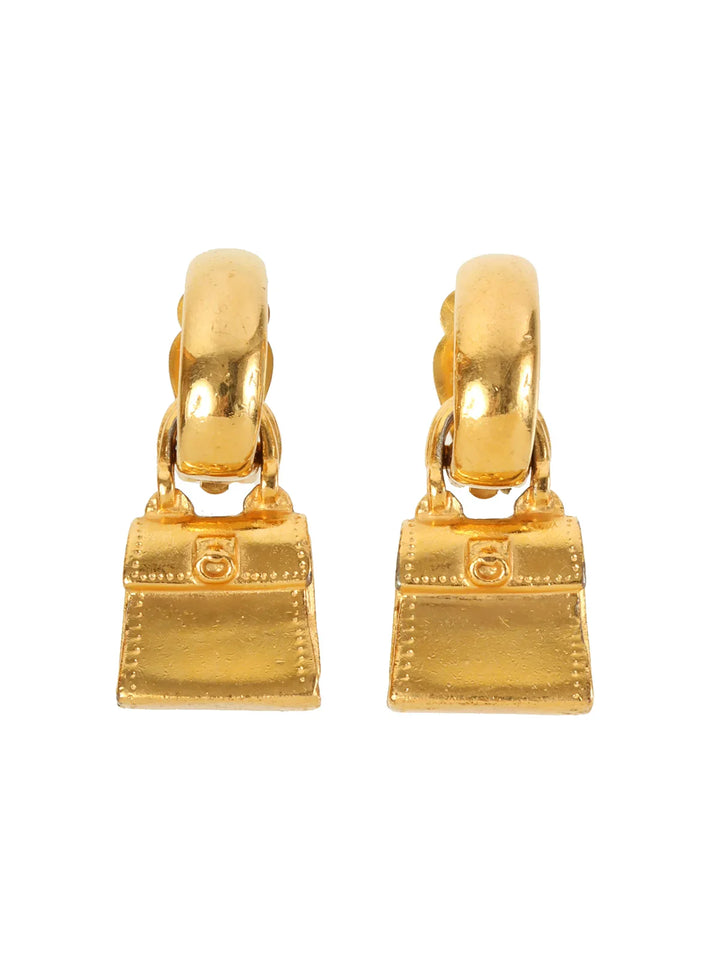Celine Bag Motif Swing Earrings Gold