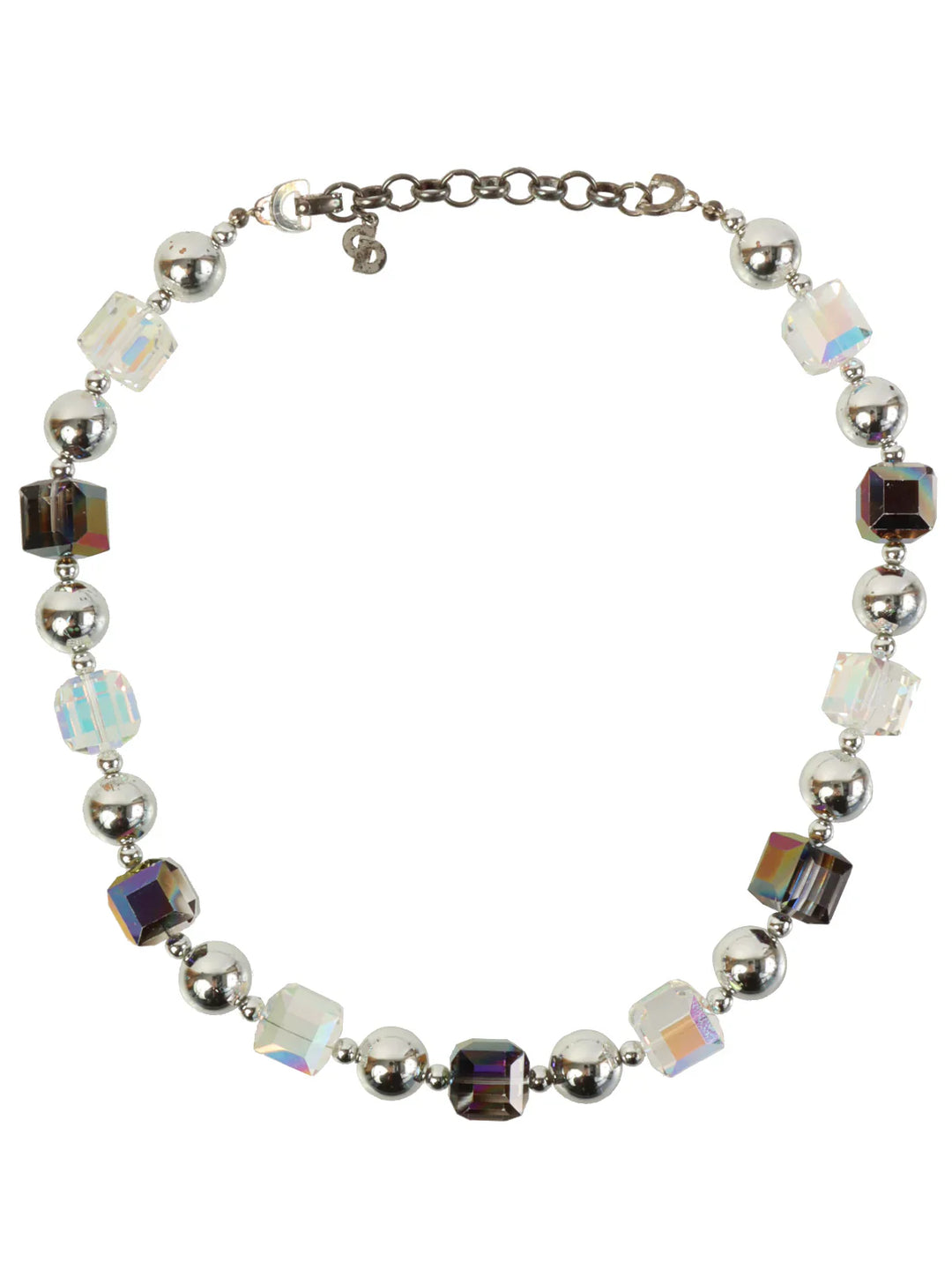Dior Aurora Bijoux Logo Charm Necklace Silver/Clear/Purple