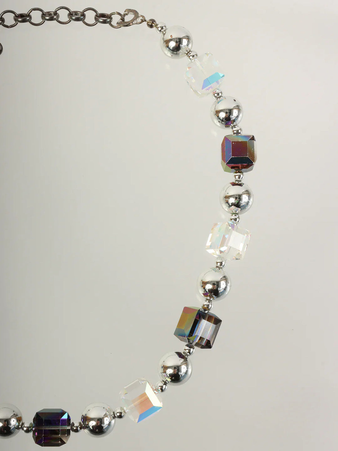 Dior Aurora Bijoux Logo Charm Necklace Silver/Clear/Purple