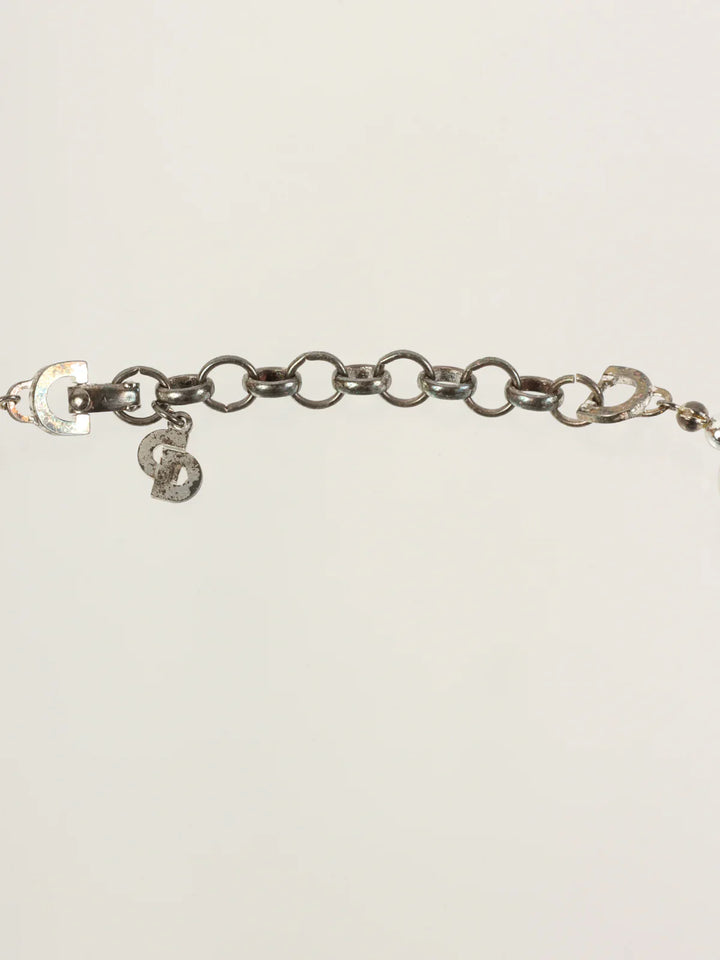 Top quality Dior Aurora Bijoux Logo Charm Necklace Silver/Clear/Purple
