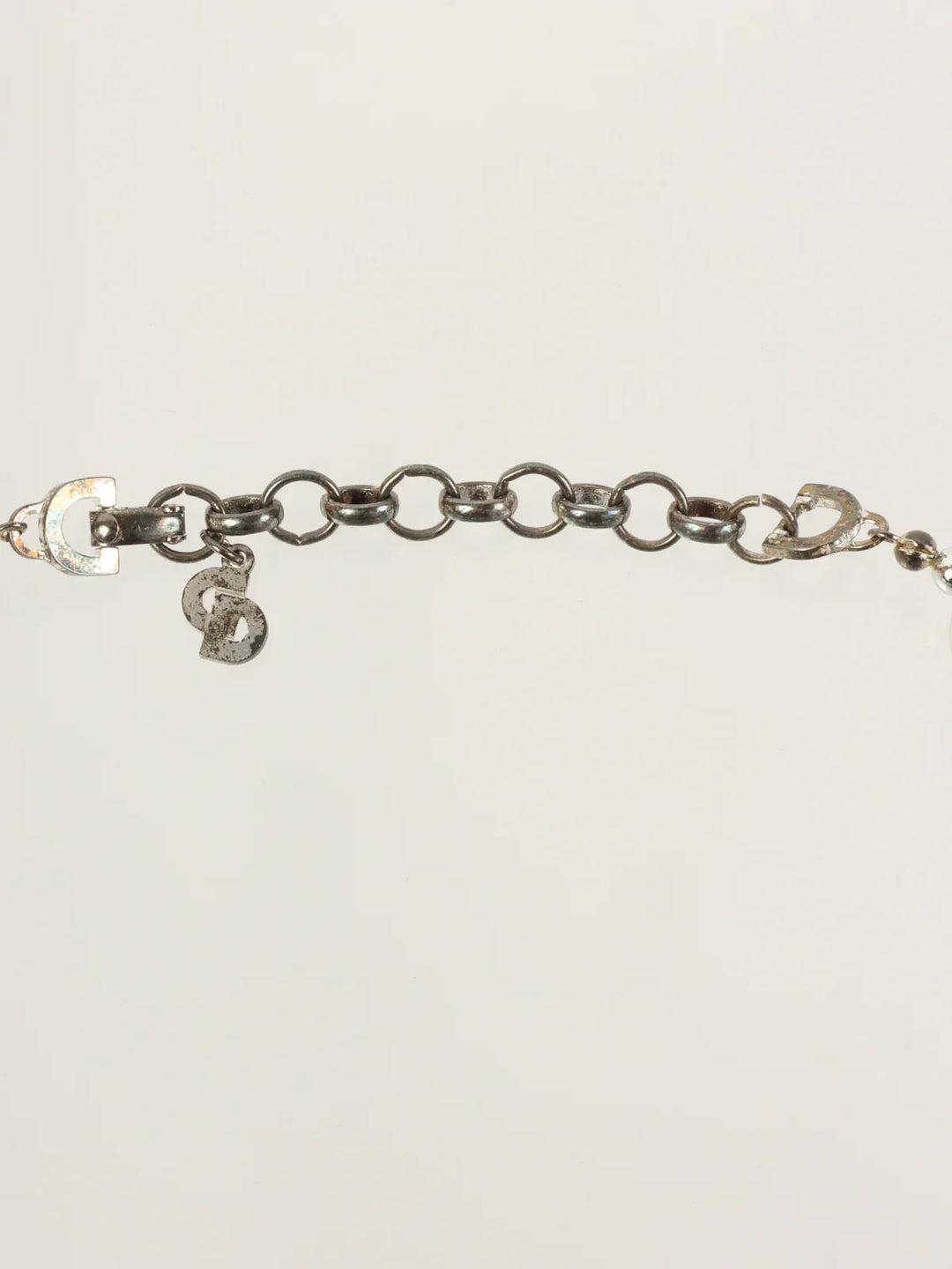 Dior Aurora Bijoux Logo Charm Necklace Silver/Clear/Purple