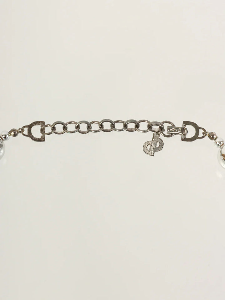 Dior Aurora Bijoux Logo Charm Necklace Silver/Clear/Purple