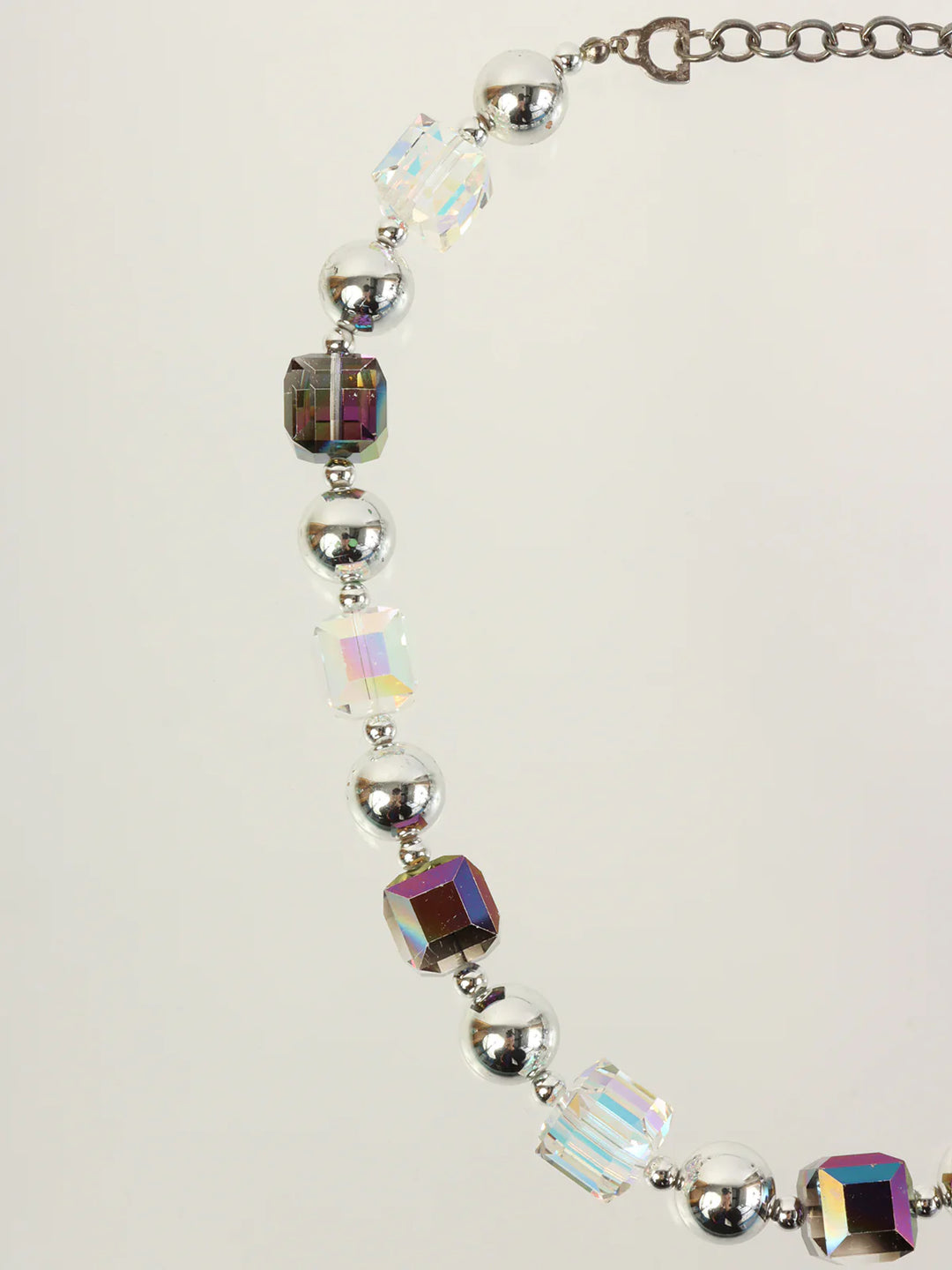 Dior Aurora Bijoux Logo Charm Necklace Silver/Clear/Purple