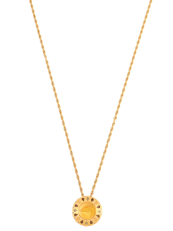 Chanel 1999 Made Round Teardrop Design Logo Necklace Gold/Multi