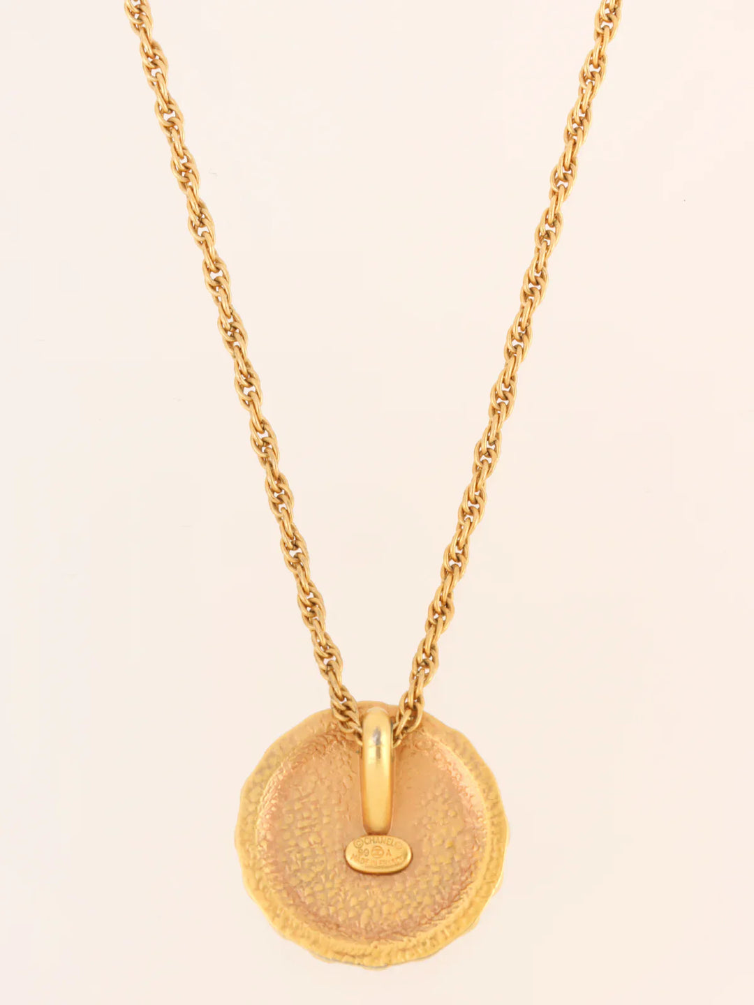 Chanel 1999 Made Round Teardrop Design Logo Necklace Gold/Multi