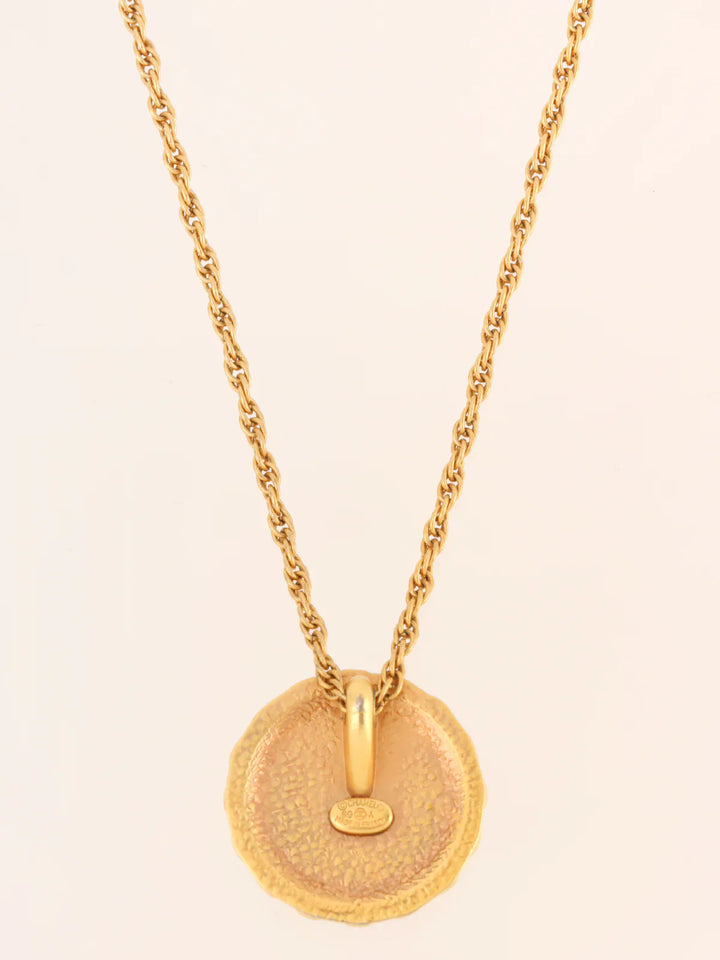 Chanel 1999 Made Round Teardrop Design Logo Necklace Gold/Multi